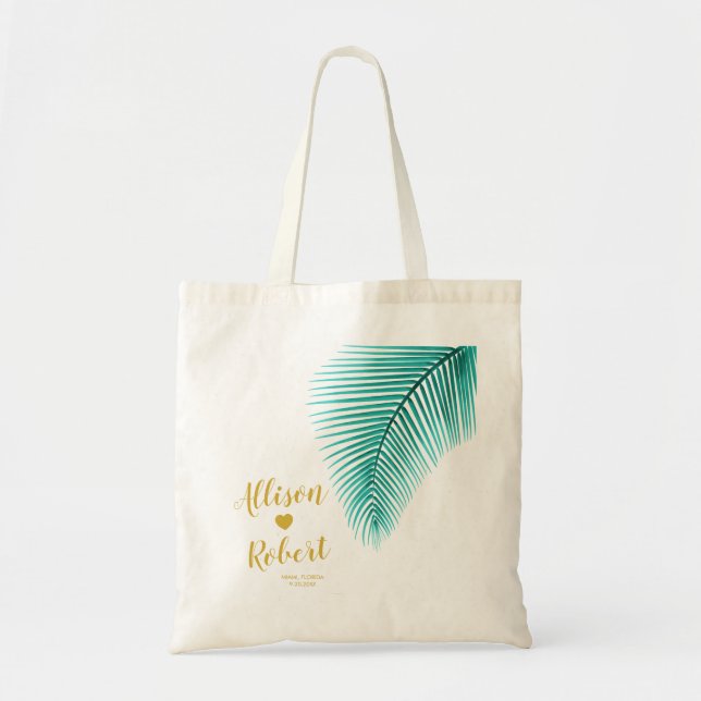 Palmblatt-tropische Hochzeits-Willkommens-Tasche, Tragetasche (Vorne)