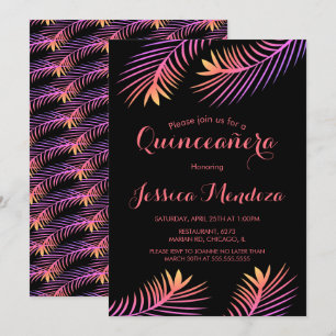 Palmblatt-tropische Quinceañera-Sweet-16-Einladung Einladung