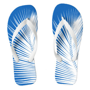 Palmblatt - weiß auf kobaltblau flip flops