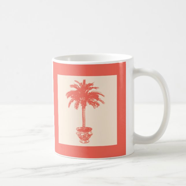 Palmblätterbaum - Farbtöne von Korallenorange Kaffeetasse (Rechts)