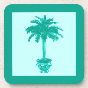 Palmblätterbaum - türkis und aqua getränkeuntersetzer