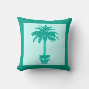 Palmblätterbaum - türkis und aqua kissen