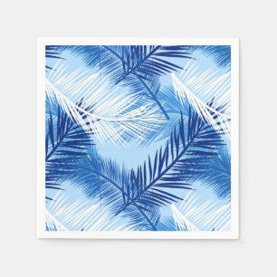 Palmblätterblätter Print, Kobalt, White und Sky Bl Serviette