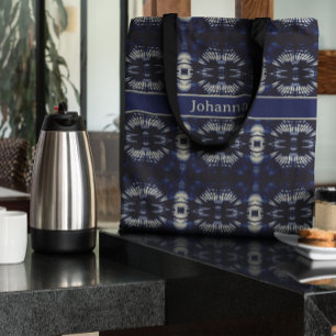 Palmblätterblättern in Delft Blue, benutzerdefinie Tasche