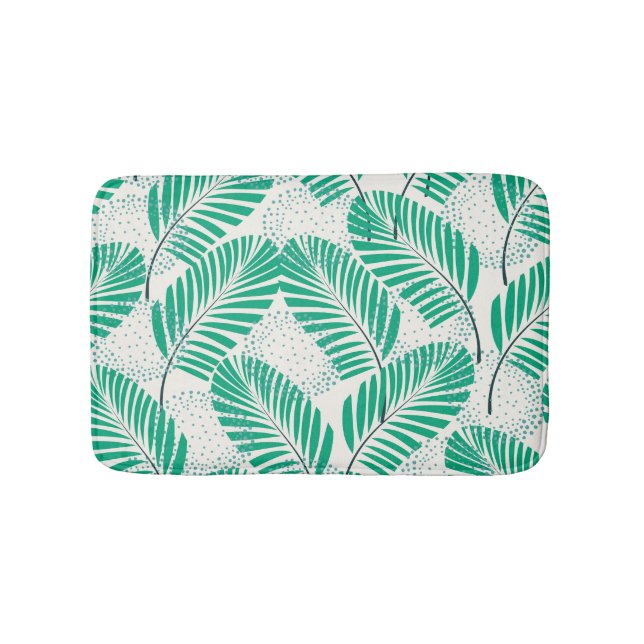 Palmblätterflora: Weiß Vintag Badematte (Vorderseite)