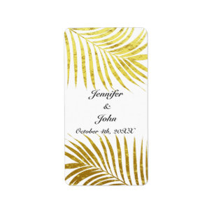 Palmblättergoldfolie Blätter Hochzeitsweiß Adressaufkleber