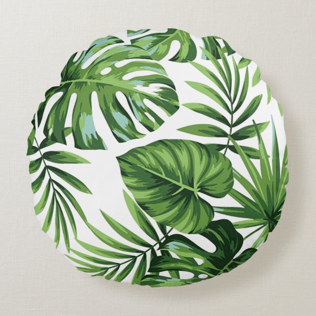 Palmblättern Rundes Kissen (Vorderseite)