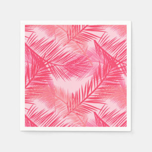 Palmblätterprint, Fuchsia, Korallen und Pastellros Serviette