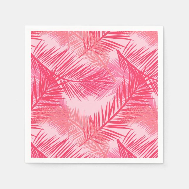 Palmblätterprint, Fuchsia, Korallen und Pastellros Serviette (Vorderseite)