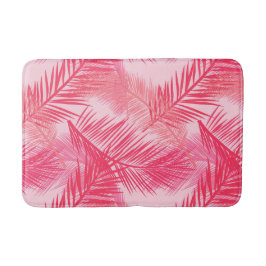 Palmblätterprint, Korallen, Pfirsich und Pastellro Badematte