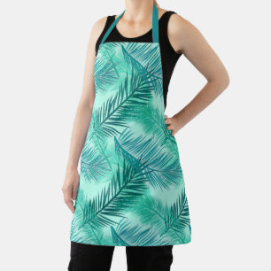 Palmblätterprint, Türkis, Aquamarin und Aqua-Schür Schürze