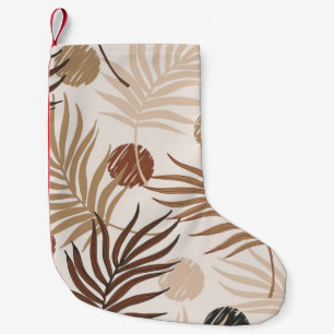 Palmblattkunst nahtlos auf erdgetönte Muster Kleiner Weihnachtsstrumpf