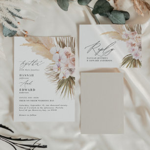 Palmblättrige Pampasgras Naturrosa Hochzeit RSVP Begleitkarte