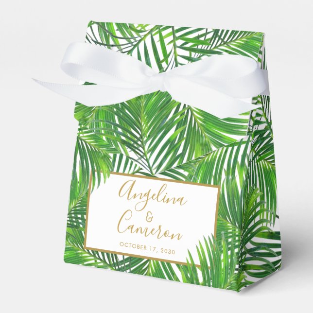 Palmblättrige Tropenhochzeit Personalisiert Geschenkschachtel (Vorderseite)