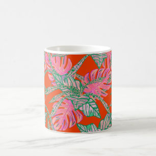 Palmblättriger Monsterinaltrope, rosa, rosa Kaffeetasse