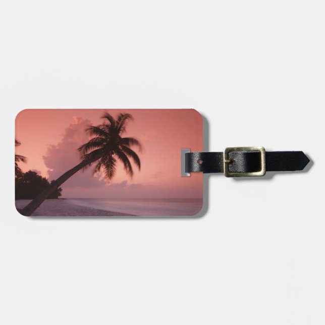 Palme auf dem Strand Gepäckanhänger (Vorderseite horizontal)