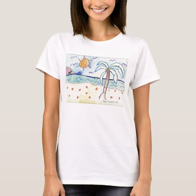 Palme auf Strand T-Shirt (Vorderseite)