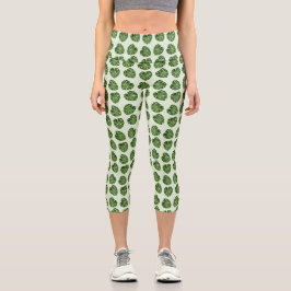 Palme-Blätter, Grüne Blätter, tropisches Muster Capri Leggings