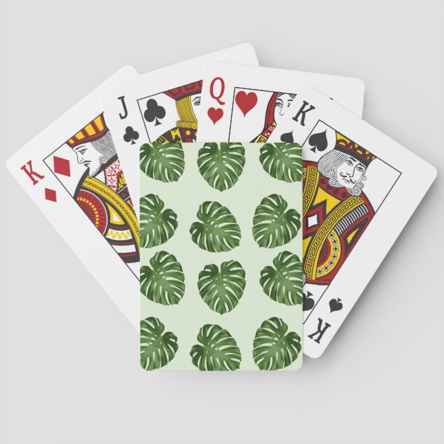 Palme-Blätter, Grüne Blätter, tropisches Muster Spielkarten (Rückseite)