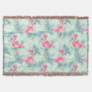 Palme Blätter und Flamingos Decke