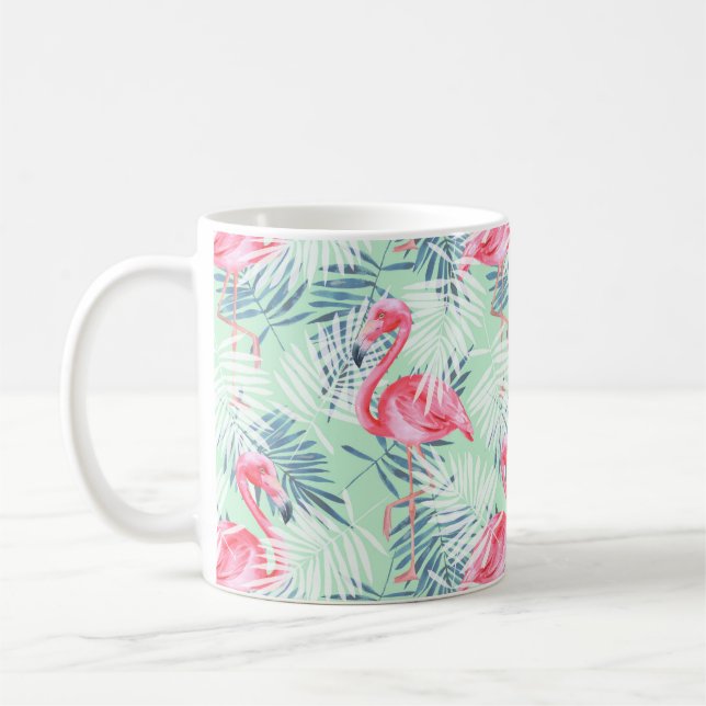 Palme Blätter und Flamingos Kaffeetasse (Links)