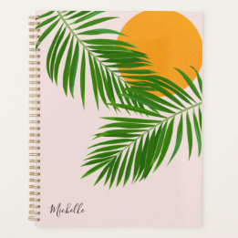 Palme de coucher de soleil tropicale rétro Feuille