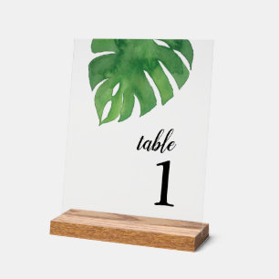 Palme de verdure tropicale Numéro de table clair