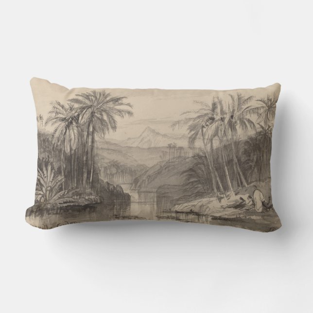 Palme-Kissen Edward Lear tropisches Lendenkissen (Vorderseite)