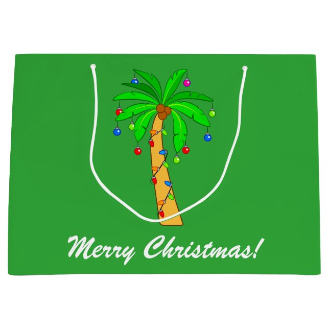 Palme mit Dekorations-frohen Weihnachten Große Geschenktüte (Vorderseite)