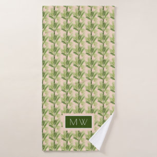 Palme-Muster des Monogramm- Innender oasen- Badhandtuch Set
