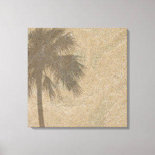 Palme-Schatten auf Strand-Sand-Hintergrund - Leinwanddruck