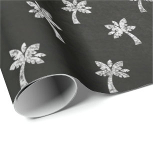 Palme-Schwarz-weiße Linien Tafel elegant Geschenkpapier