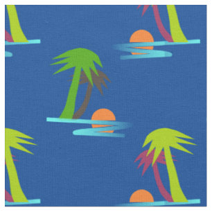 Palme-Sonnenuntergang auf dem Seemuster Stoff
