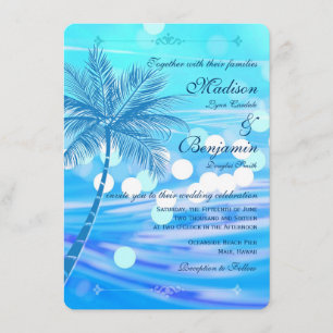 Palme-Strand-Hochzeit in Urlaubsorts-Einladungen Einladung