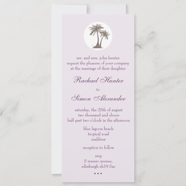Palme-Strand-Hochzeit Invitiation - nehmen Sie ab Einladung (Vorderseite)