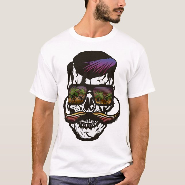 Palme-Totenkopf Sonnencrane Moust T-Shirt (Vorderseite)