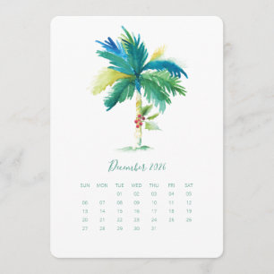 Palme Tree der Dezember-Kalenderkarte Menükarte