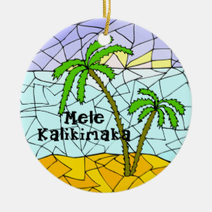 Palme-tropische hawaiische Weihnachtsverzierung Keramikornament