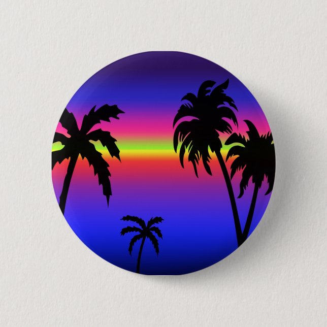 Palme-tropischer Sonnenuntergang-Knopf Button (Vorderseite)
