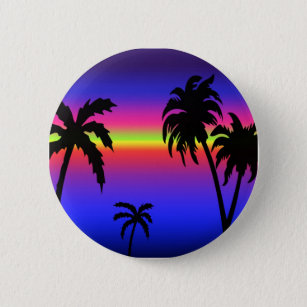 Palme-tropischer Sonnenuntergang-Knopf Button