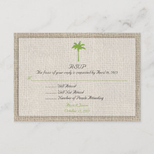 Palme u. Leinwand-Strand-Hochzeit UAWG RSVP Karte