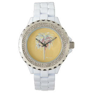 Palme-Uhr-Gelb Armbanduhr
