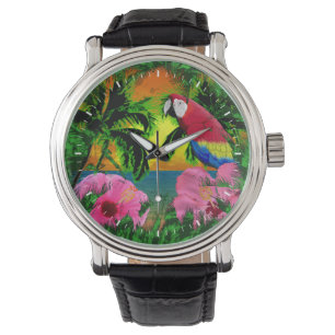 Palme-und Insel-Sonnenuntergänge Armbanduhr