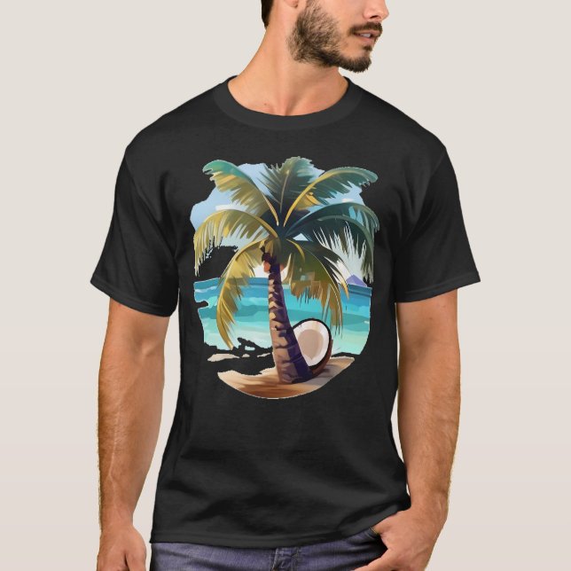 Palme und Kokosnuss T-Shirt (Vorderseite)