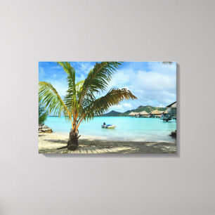 Palme und overwater Erholungsort-Leinwand Leinwanddruck