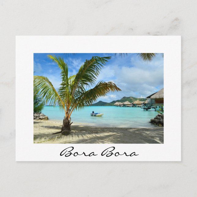 Palme und Überwasserresort weiße Postkarte (Vorderseite)