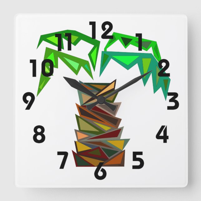 Palme-Wanduhr Quadratische Wanduhr (Vorderseite)