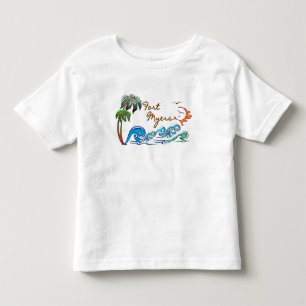 Palmen 3d, Wellen u. Sonnenuntergang FORT MYERS Kleinkind T-shirt