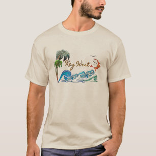Palmen 3d, Wellen u. Sonnenuntergang KEY WEST T-Shirt