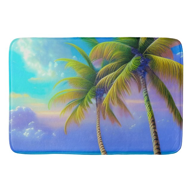 Palmen als Night Falls Tropical Badematte (Vorderseite)